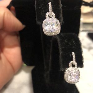 Cubic Zirconia/Rhodium Doorknocker Earrings,Boutique